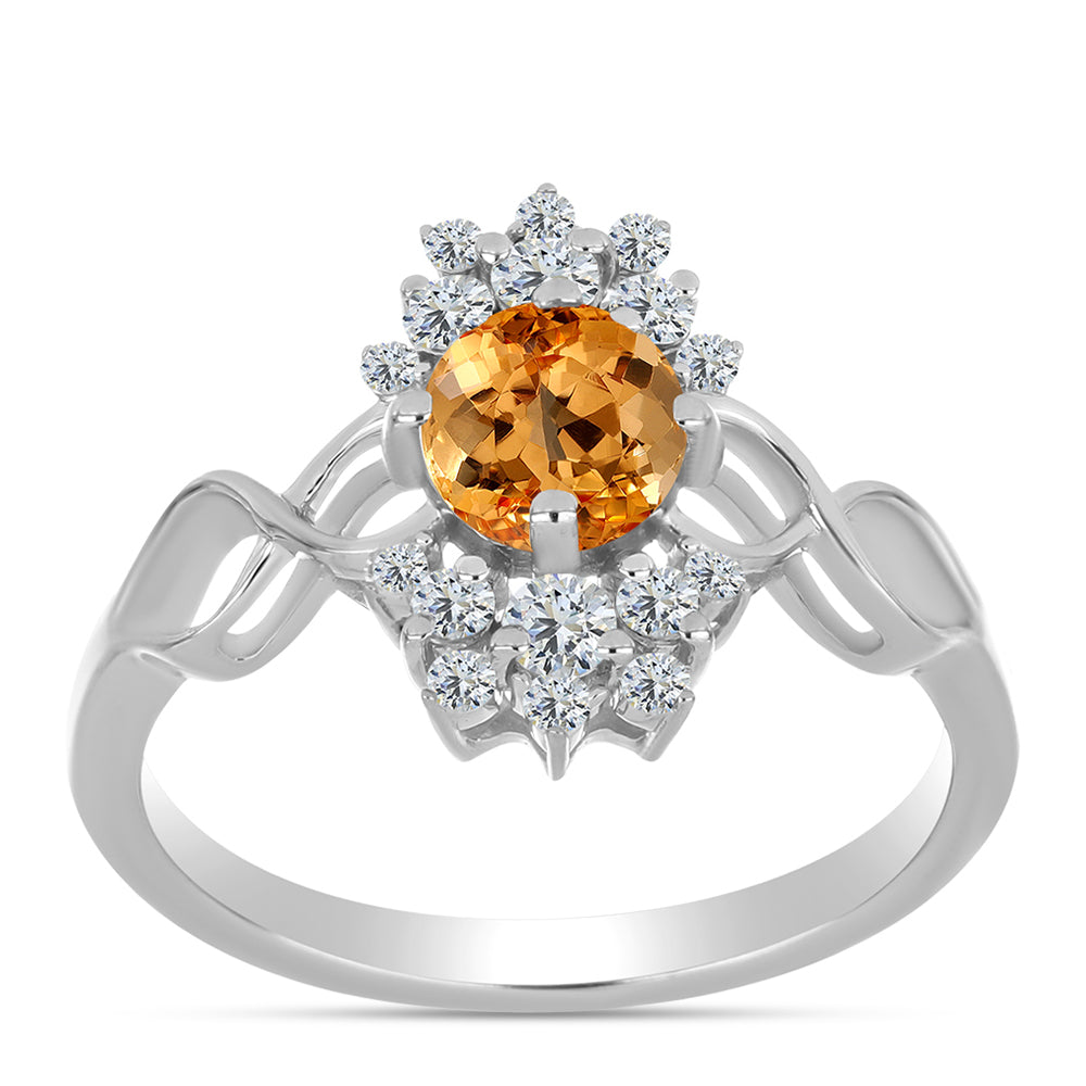 Inel din Argint 925 ( 3.06 grame ) cu Topaz Galben Imperial și Topaz Alb 1.65 Carate 3 