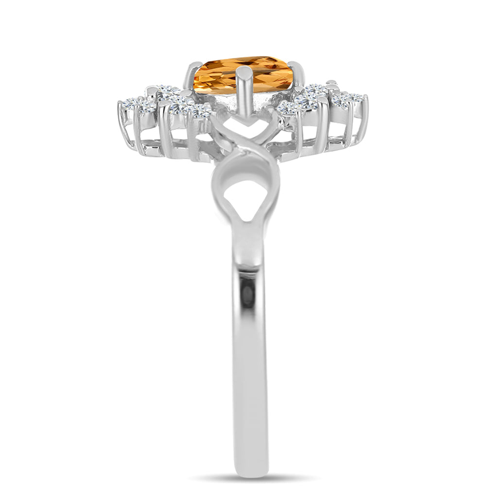 Inel din Argint 925 ( 3.06 grame ) cu Topaz Galben Imperial și Topaz Alb 1.65 Carate 4 