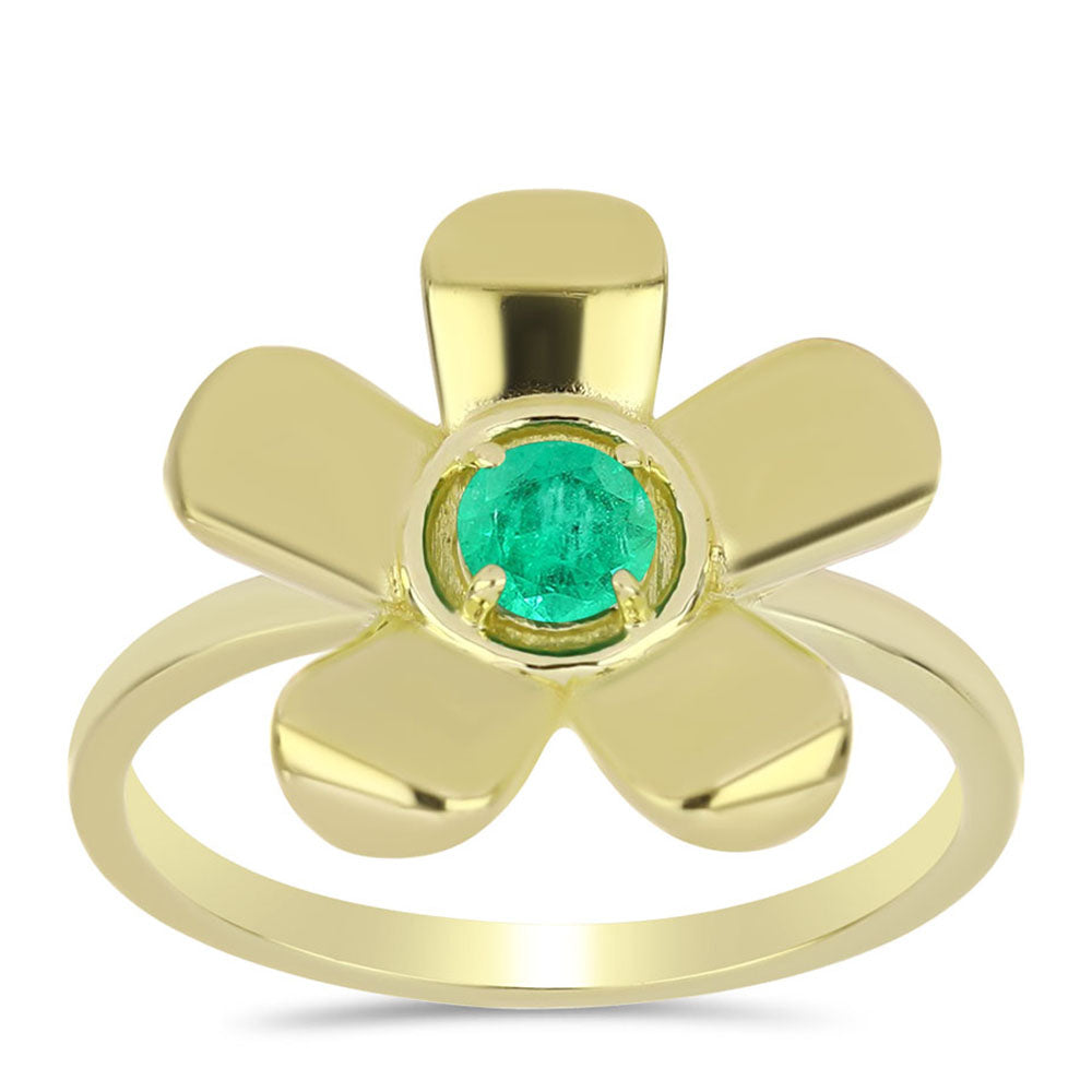 Inel din Argint 925 Placat cu Aur ( 3.48 grame ) cu Smarald Columbian 0.24 Carate 3 