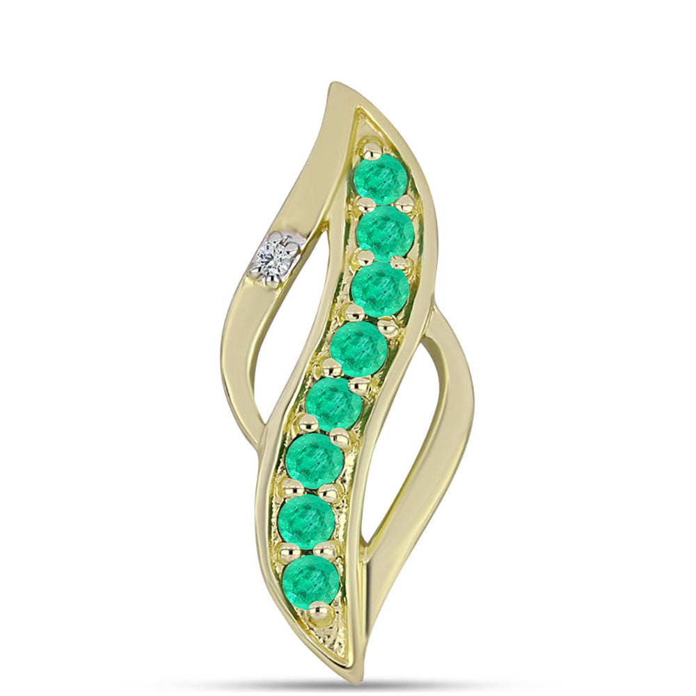 Pandantiv din Argint 925 Placat cu Aur ( 1.55 grame ) cu Smarald Columbian și Diamant Alb 0.37 Carate 1 