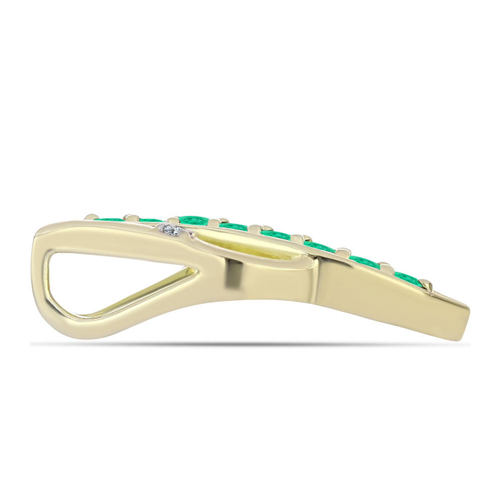 Pandantiv din Argint 925 Placat cu Aur ( 1.55 grame ) cu Smarald Columbian și Diamant Alb 0.37 Carate 2 