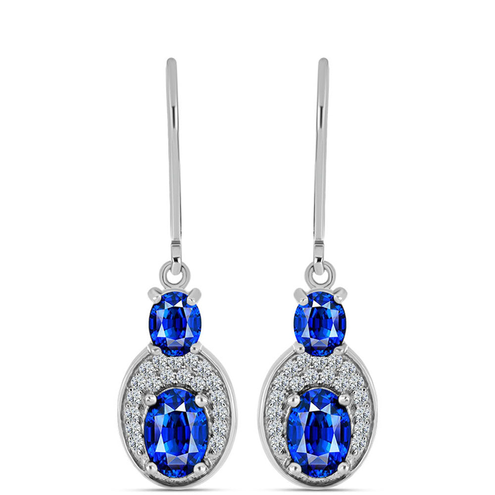 Cercei din Argint 925 ( 2.66 grame ) cu Safir Albastru Australian și Topaz Alb 3.46 Carate