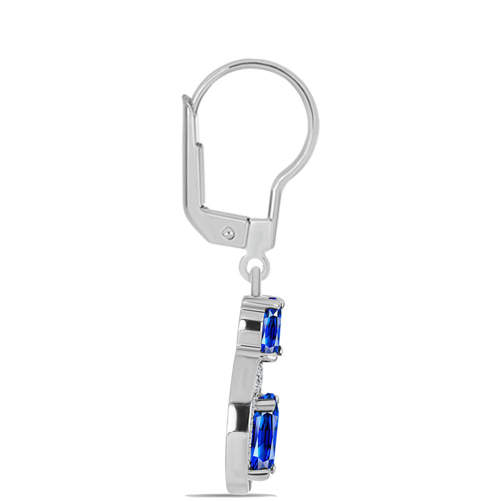 Cercei din Argint 925 ( 2.66 grame ) cu Safir Albastru Australian și Topaz Alb 3.46 Carate 2 