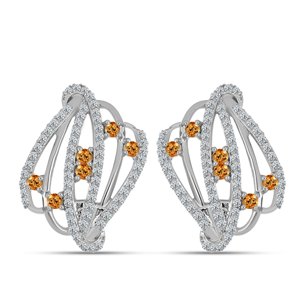 Cercei din Argint 925 ( 5.6 grame ) cu Topaz Galben Imperial și Topaz Alb 1.46 Carate