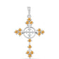Cruce Pandantiv din Argint 925 ( 2.06 grame ) cu Topaz Galben Imperial și Topaz Alb 0.67 Carate