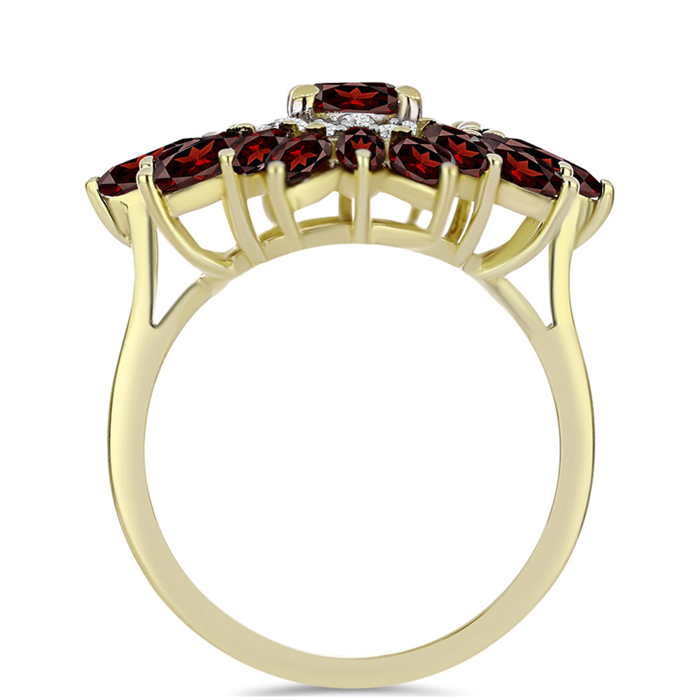 Inel din Argint 925 Placat cu Aur ( 4.06 grame ) cu Granat Barton și Topaz Alb 3.81 Carate