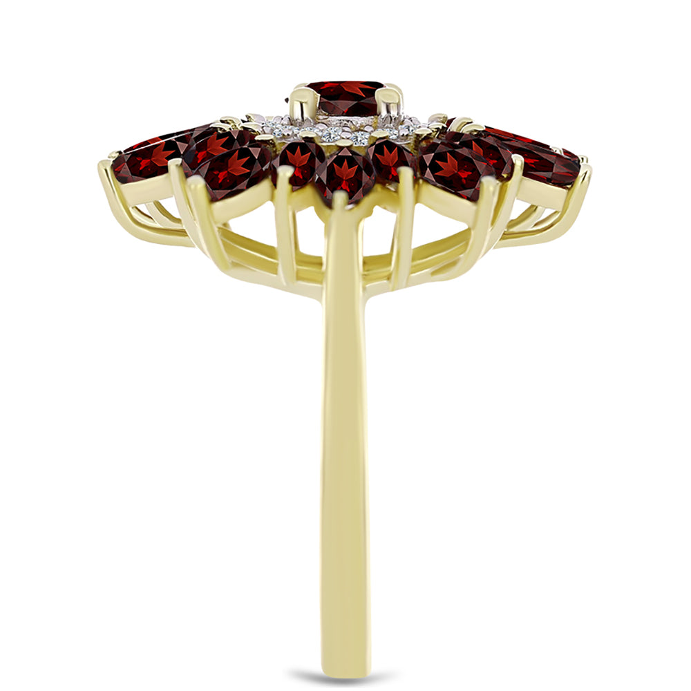 Inel din Argint 925 Placat cu Aur ( 4.06 grame ) cu Granat Barton și Topaz Alb 3.81 Carate 4 