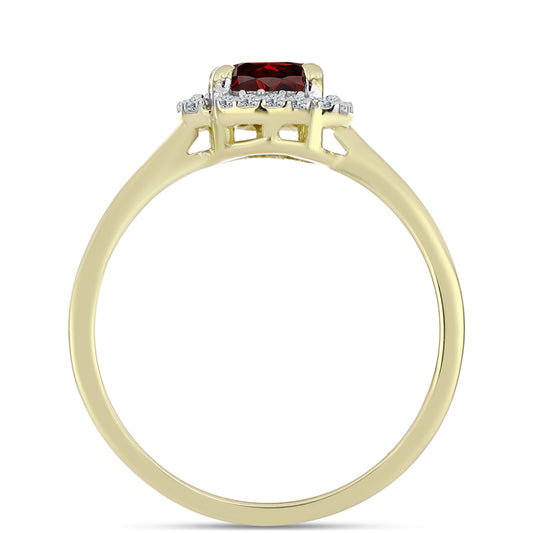 Inel din Argint 925 Placat cu Aur ( 2.12 grame ) cu Granat Barton și Topaz Alb 1.09 Carate