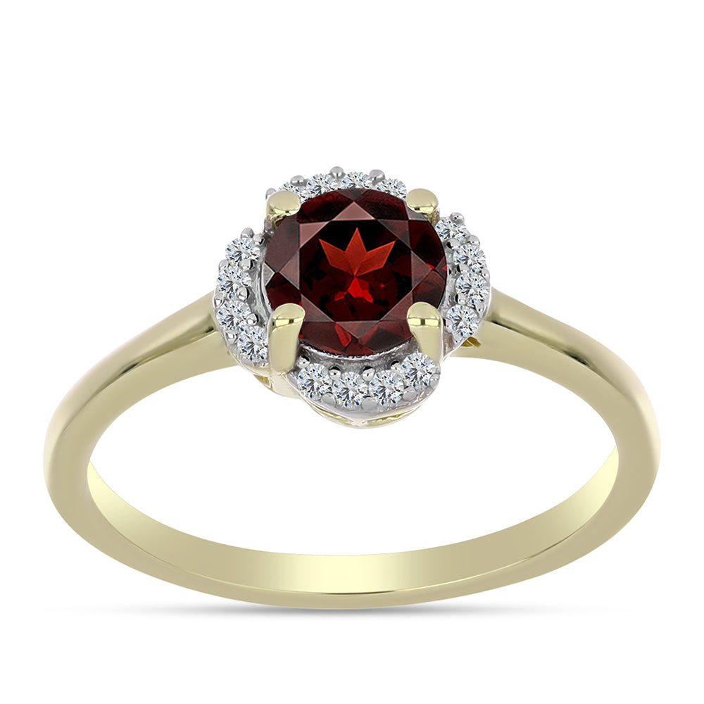 Inel din Argint 925 Placat cu Aur ( 2.12 grame ) cu Granat Barton și Topaz Alb 1.09 Carate 3 