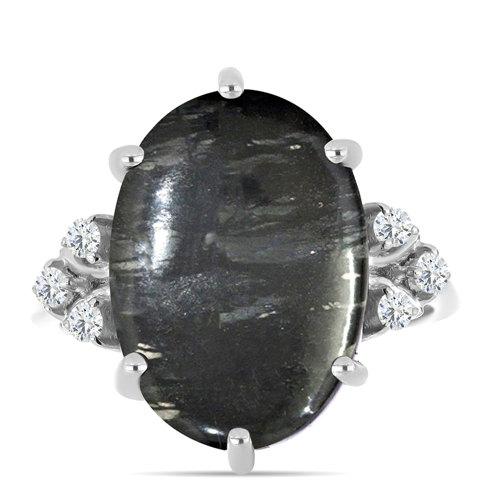 Inel din Argint 925 ( 3.31 grame ) cu Jasp Picasso și Topaz Alb 12.65 Carate