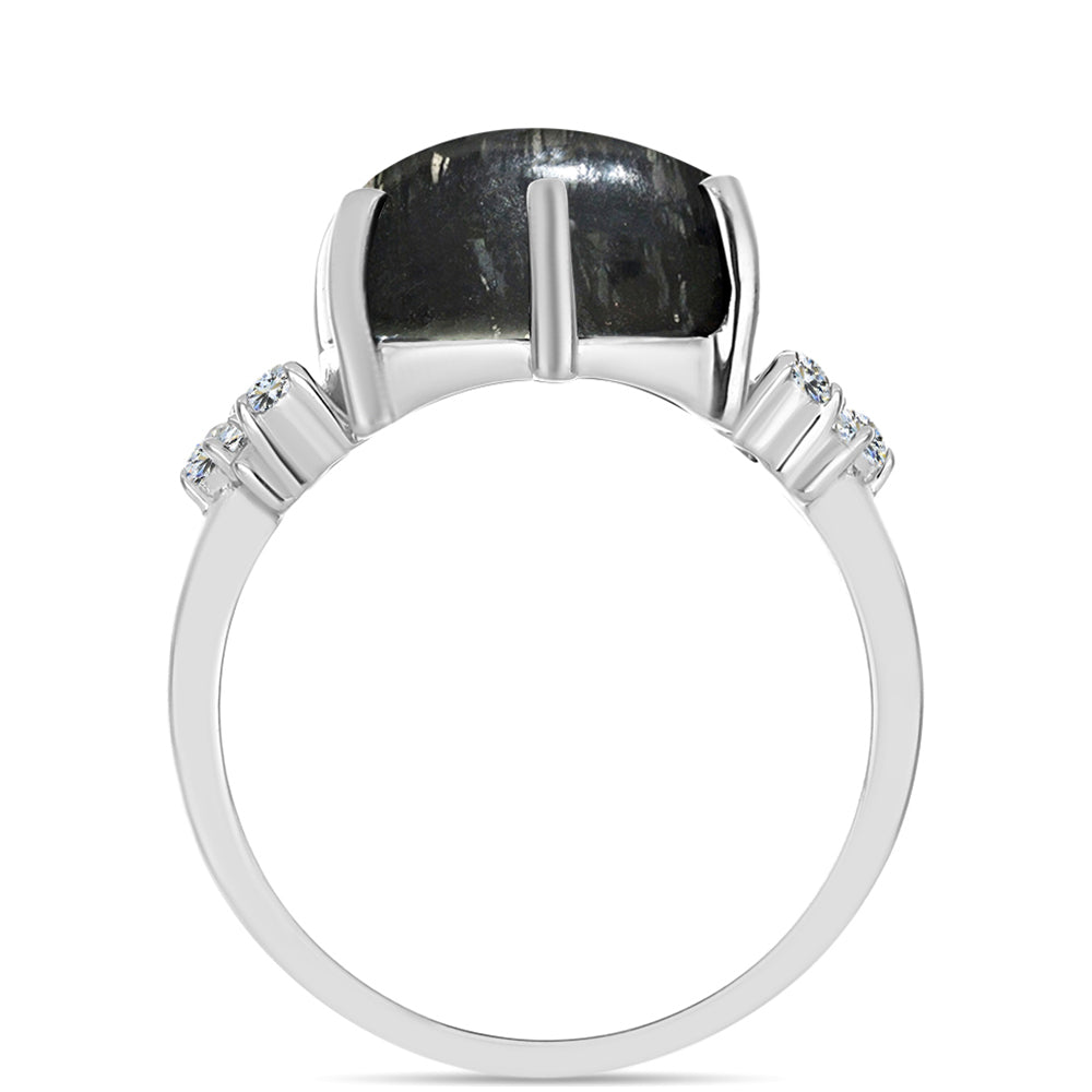 Inel din Argint 925 ( 3.31 grame ) cu Jasp Picasso și Topaz Alb 12.65 Carate