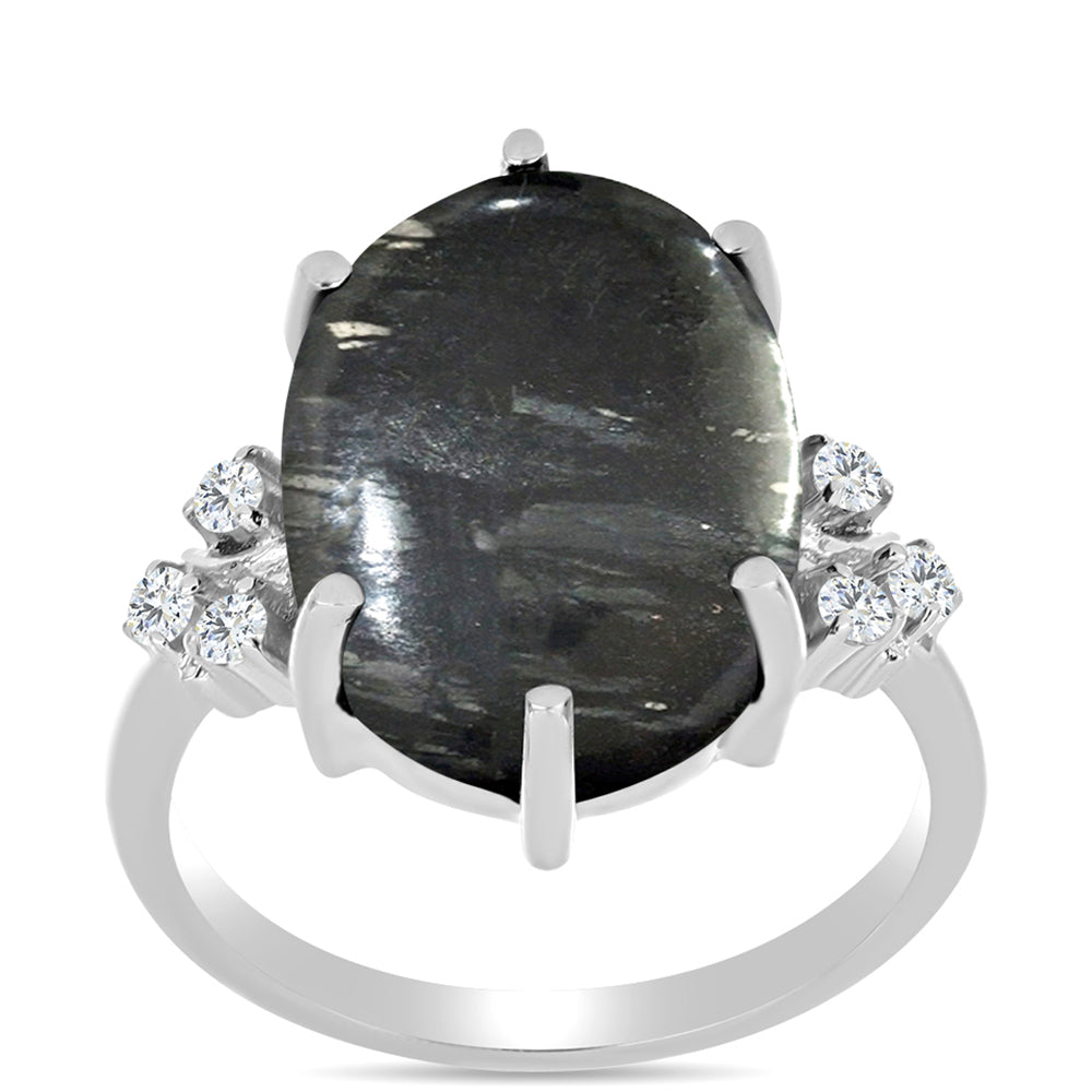 Inel din Argint 925 ( 3.31 grame ) cu Jasp Picasso și Topaz Alb 12.65 Carate 3 