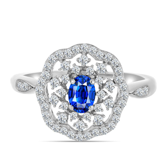 Inel din Argint 925 ( 3 grame ) cu Safir Albastru Australian și Topaz Alb 1.16 Carate