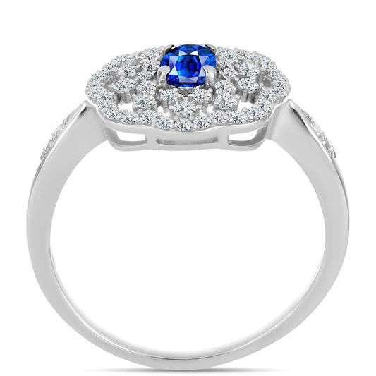 Inel din Argint 925 ( 3 grame ) cu Safir Albastru Australian și Topaz Alb 1.16 Carate