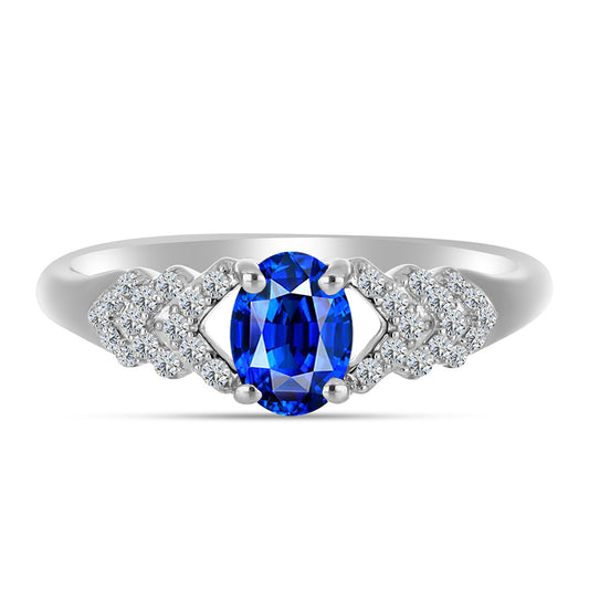 Inel din Argint 925 ( 2.24 grame ) cu Safir Albastru Australian și Topaz Alb 1.28 Carate