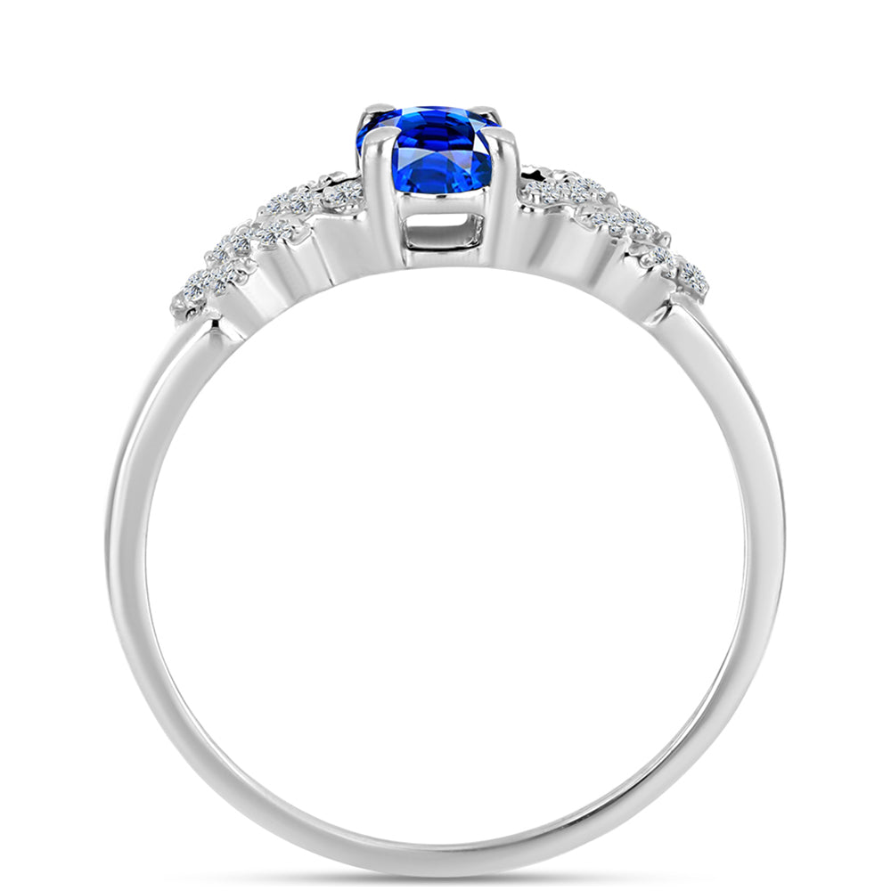 Inel din Argint 925 ( 2.24 grame ) cu Safir Albastru Australian și Topaz Alb 1.28 Carate 2 