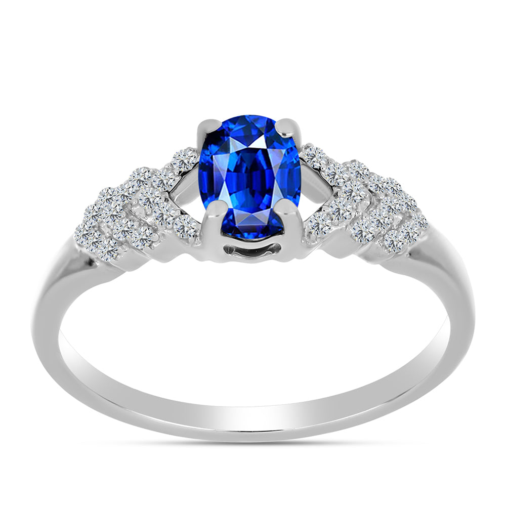Inel din Argint 925 ( 2.24 grame ) cu Safir Albastru Australian și Topaz Alb 1.28 Carate