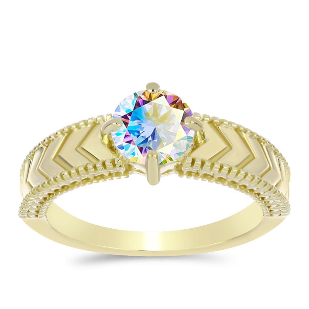 Inel din Argint 925 Placat cu Aur ( 3.56 grame ) cu Moissanit de Gheață 1.23 Carate