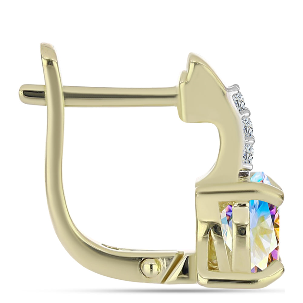 Cercei din Argint 925 Placat cu Aur ( 2.42 grame ) cu Moissanit de Gheață și Topaz Alb 2.55 Carate