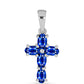 Cruce Set din Argint 925 ( 4.36 grame ) cu Safir Albastru Australian 4.16 Carate ( Cercei+Inel+Pandantiv )