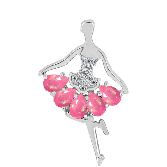 Broşă din Argint 925 ( 3.41 grame ) cu Opal Lega Dembi Roz și Topaz Alb 1.35 Carate