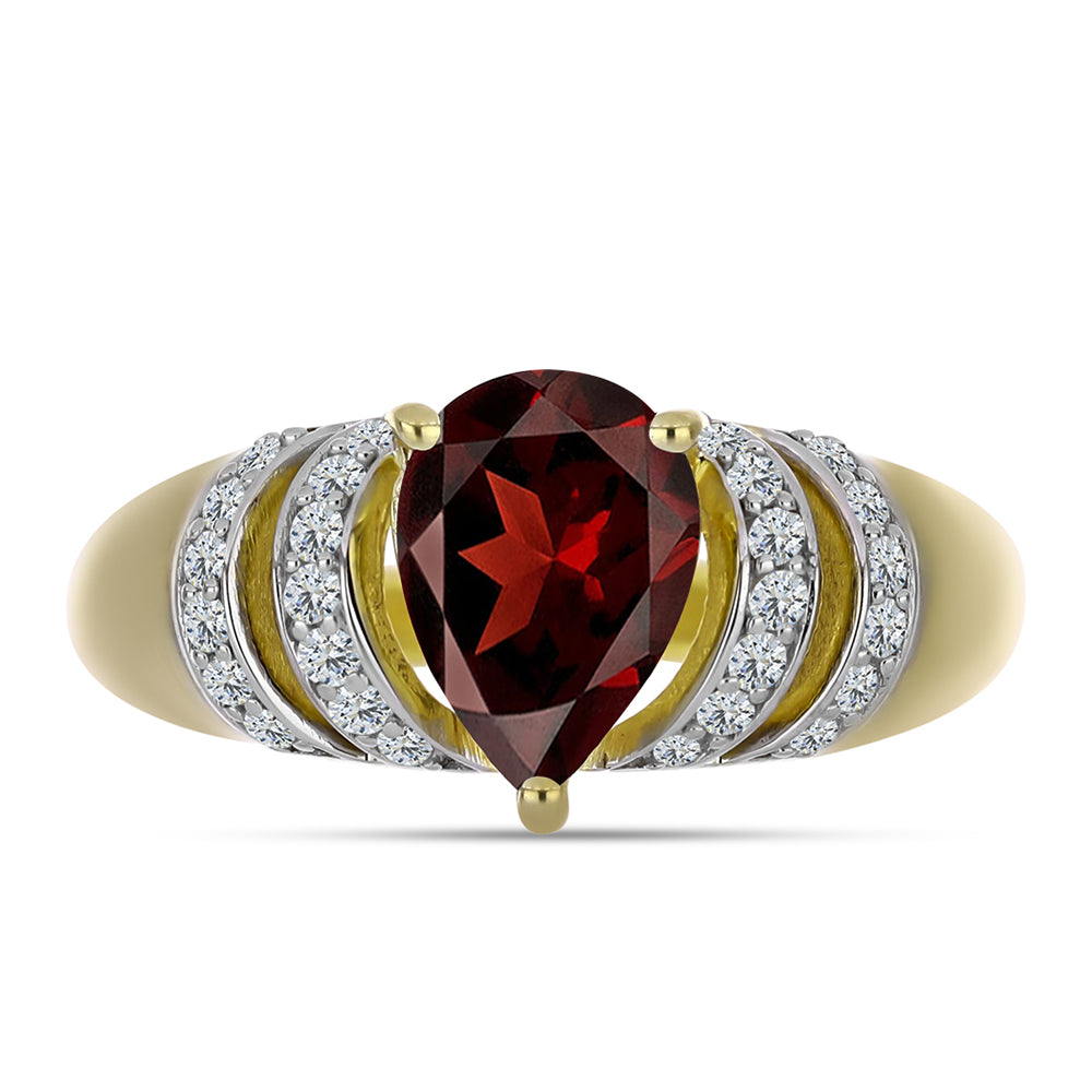 Inel din Argint 925 Placat cu Aur ( 3.29 grame ) cu Granat Barton și Topaz Alb 2.27 Carate 1 