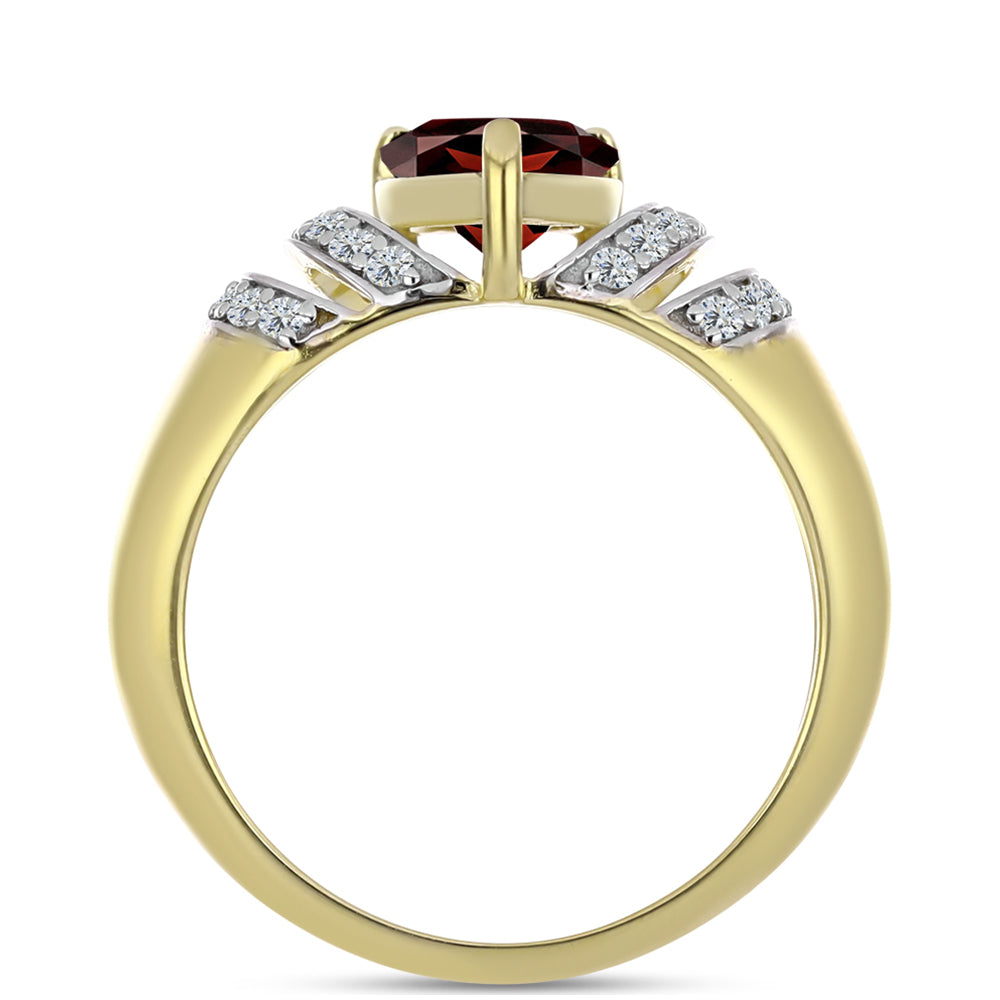 Inel din Argint 925 Placat cu Aur ( 3.29 grame ) cu Granat Barton și Topaz Alb 2.27 Carate 2 