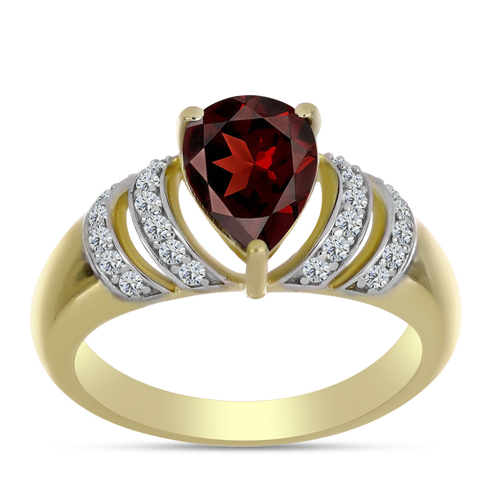 Inel din Argint 925 Placat cu Aur ( 3.29 grame ) cu Granat Barton și Topaz Alb 2.27 Carate