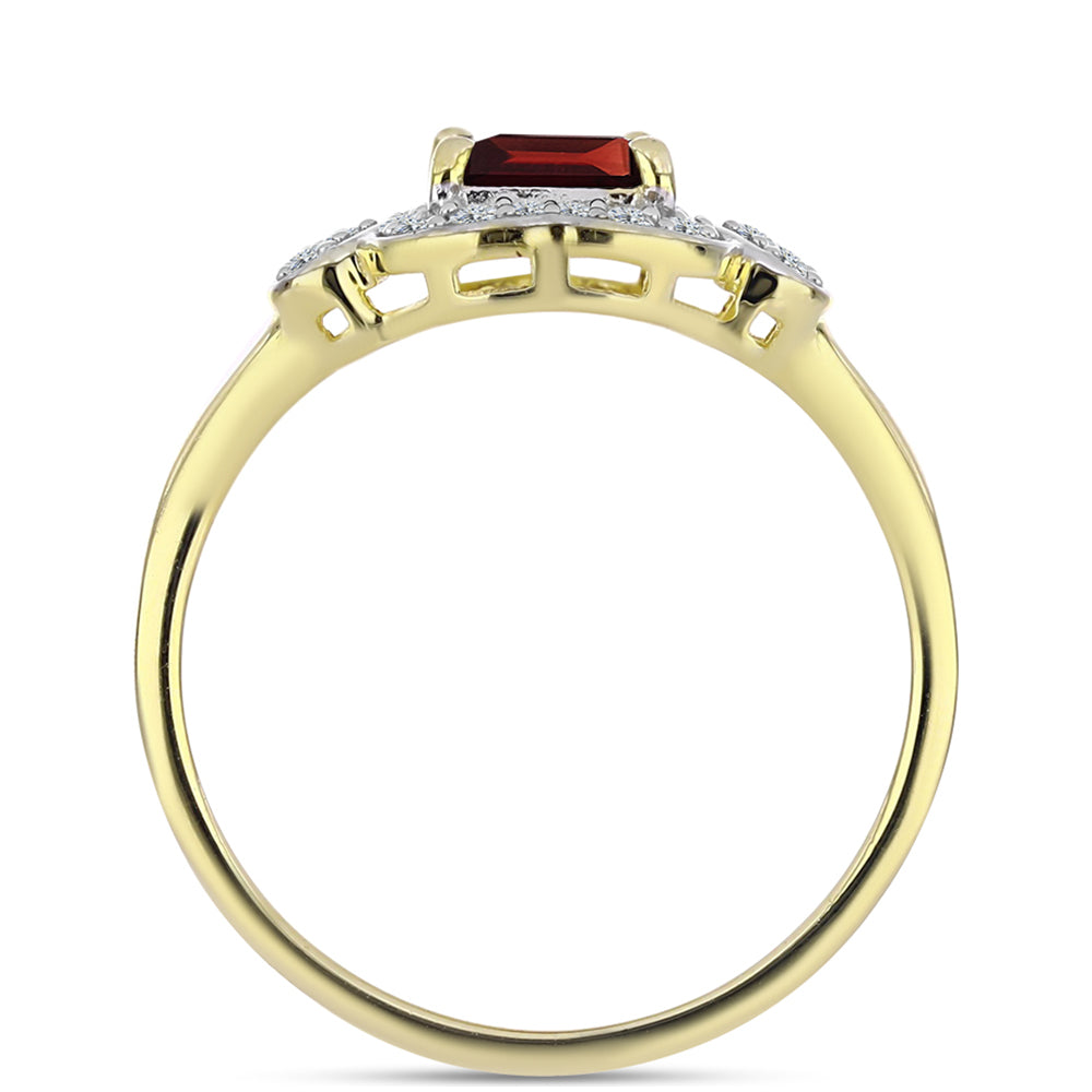 Inel din Argint 925 Placat cu Aur ( 2.92 grame ) cu Granat Barton și Topaz Alb 1.85 Carate 2 