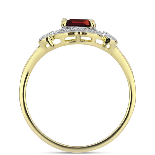 Inel din Argint 925 Placat cu Aur ( 2.92 grame ) cu Granat Barton și Topaz Alb 1.85 Carate