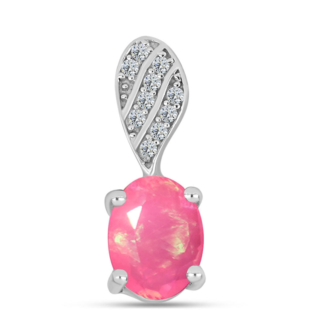 Pandantiv din Argint 925 ( 0.8 grame ) cu Opal Lega Dembi Roz și Topaz Alb 0.77 Carate