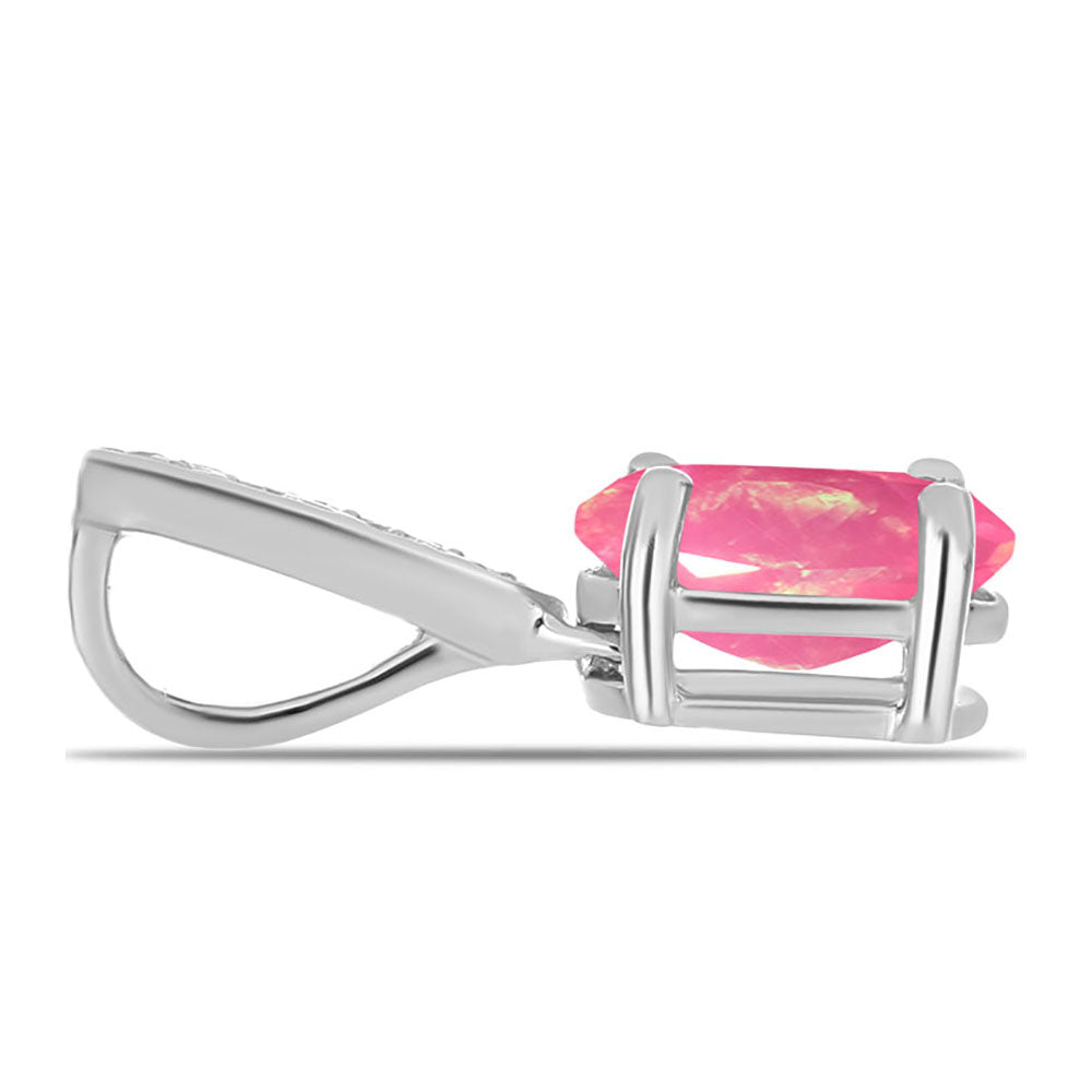 Pandantiv din Argint 925 ( 0.8 grame ) cu Opal Lega Dembi Roz și Topaz Alb 0.77 Carate 2 