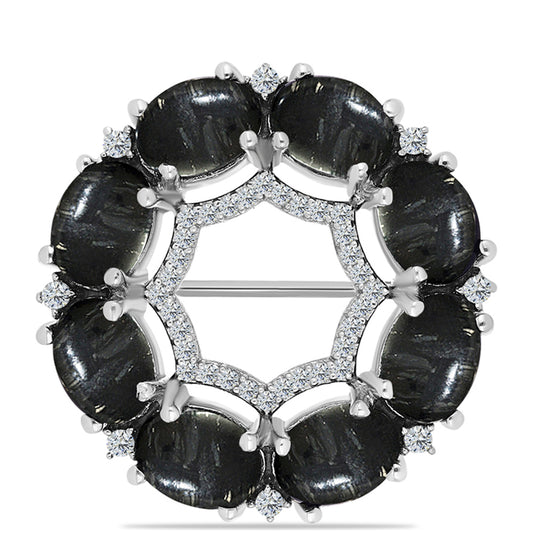 Broşă din Argint 925 ( 4.64 grame ) cu Jasp Picasso și Topaz Alb 7.34 Carate