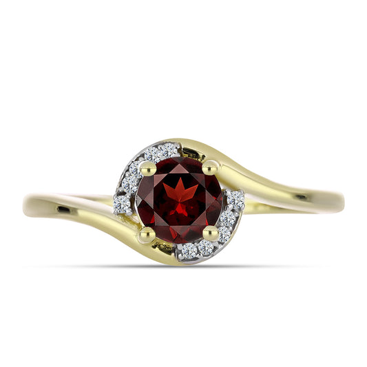 Inel din Argint 925 Placat cu Aur ( 2.48 grame ) cu Granat Barton și Topaz Alb 1.01 Carate