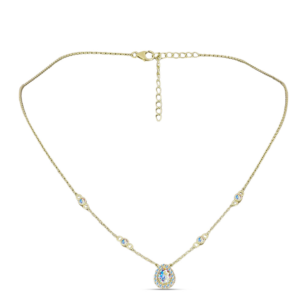 Colier din Argint 925 Placat cu Aur ( 4.02 grame ) cu Moissanit de Gheață 1.17 Carate