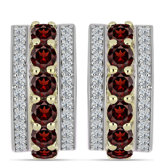 Cercei din Argint 925 Placat cu Aur ( 6.48 grame ) cu Granat Barton și Topaz Alb 1.96 Carate
