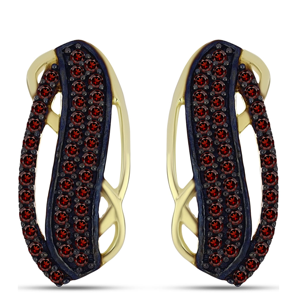 Cercei din Argint 925 Placat cu Aur ( 3.68 grame ) cu Granat Barton 0.55 Carate