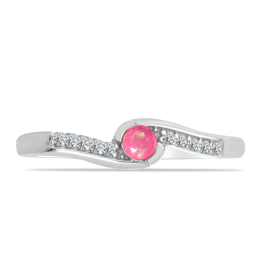 Inel din Argint 925 ( 1.73 grame ) cu Opal Lega Dembi Roz și Topaz Alb 0.13 Carate 1 