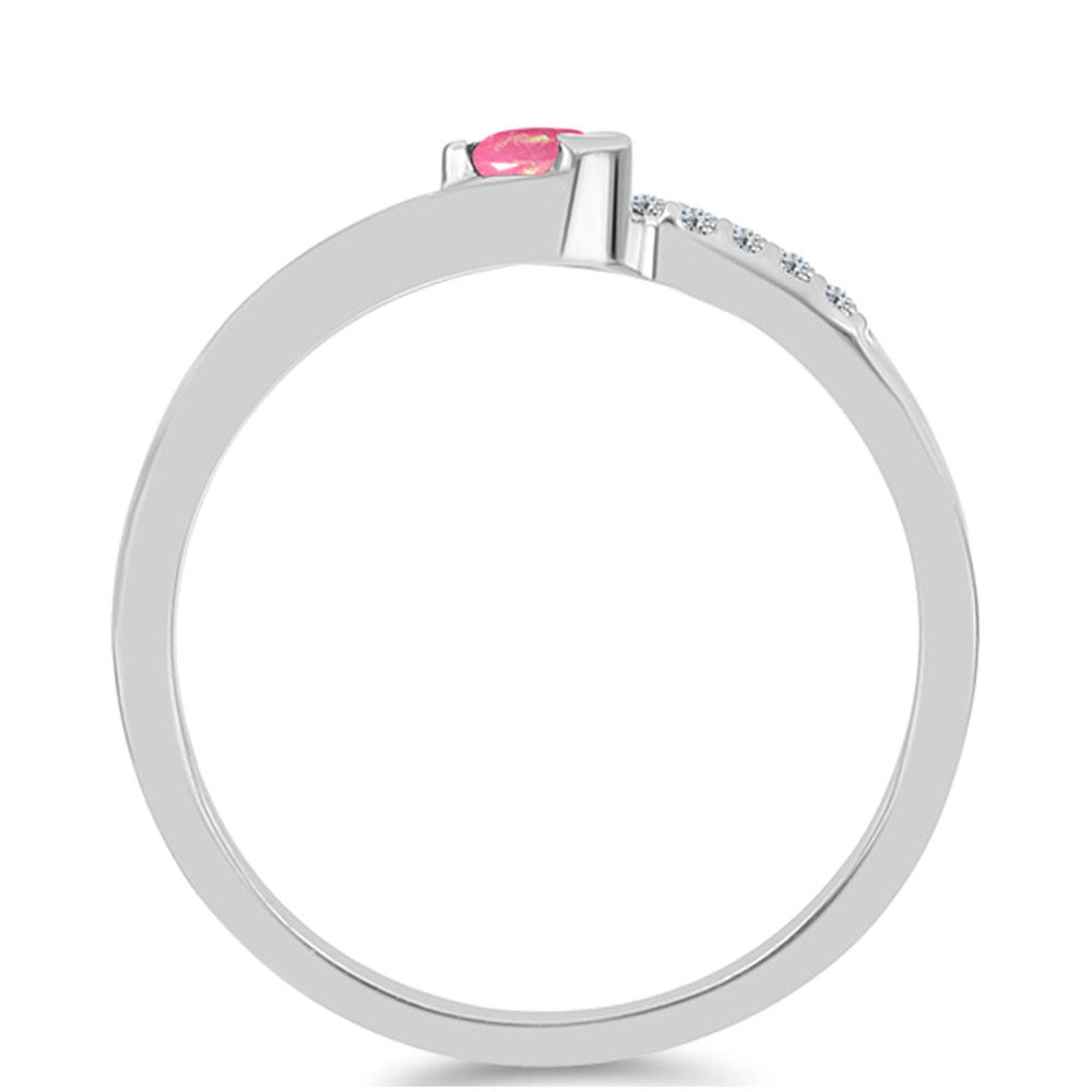 Inel din Argint 925 ( 1.73 grame ) cu Opal Lega Dembi Roz și Topaz Alb 0.13 Carate 2 