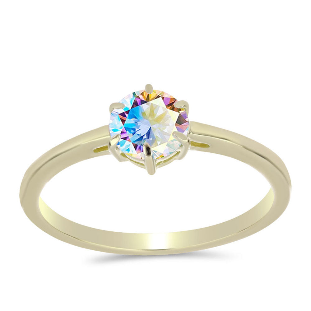 Inel din Argint 925 Placat cu Aur ( 1.83 grame ) cu Moissanit de Gheață 0.95 Carate 3 