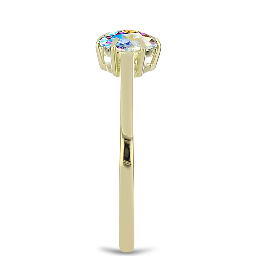 Inel din Argint 925 Placat cu Aur ( 1.83 grame ) cu Moissanit de Gheață 0.95 Carate 4 