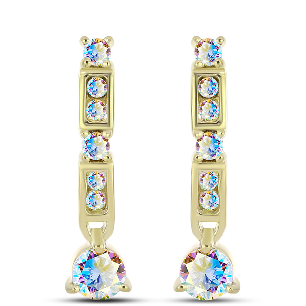 Cercei din Argint 925 Placat cu Aur ( 3.11 grame ) cu Moissanit de Gheață 0.73 Carate 1 