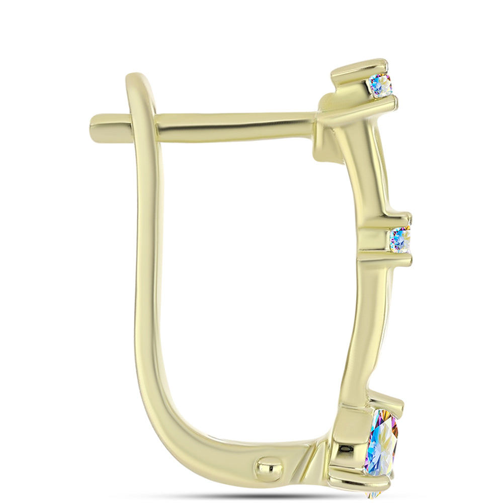 Cercei din Argint 925 Placat cu Aur ( 3.11 grame ) cu Moissanit de Gheață 0.73 Carate 2 