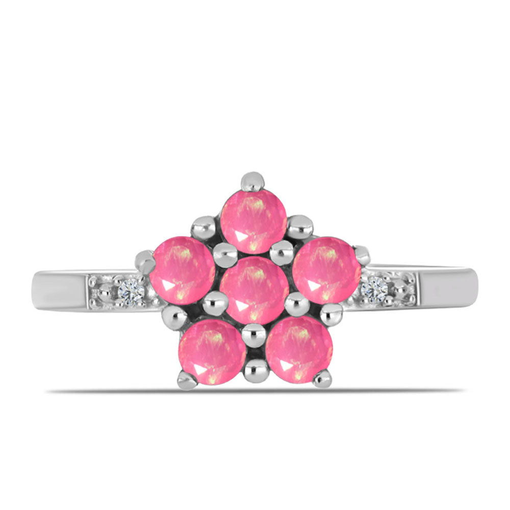 Inel din Argint 925 ( 2.14 grame ) cu Opal Lega Dembi Roz și Topaz Alb 0.47 Carate