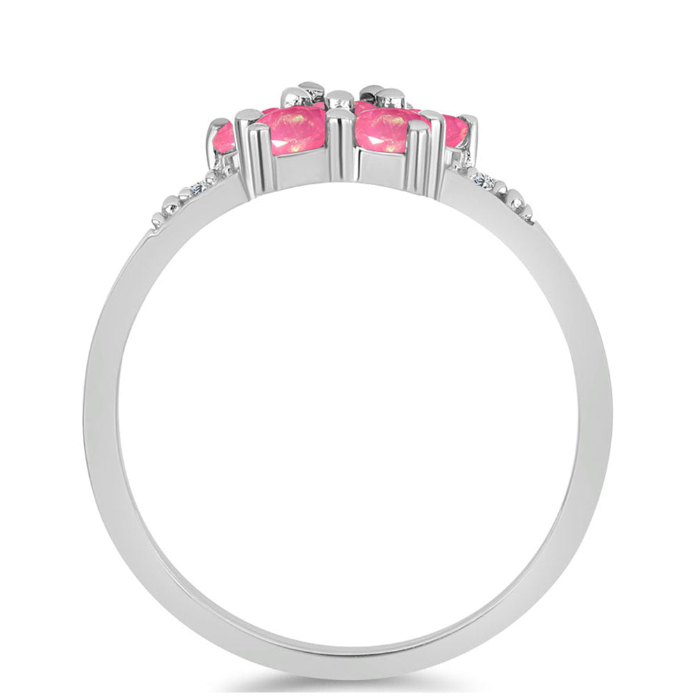 Inel din Argint 925 ( 2.14 grame ) cu Opal Lega Dembi Roz și Topaz Alb 0.47 Carate 2 