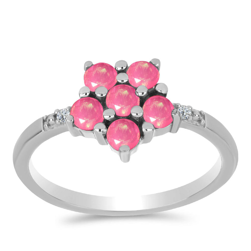 Inel din Argint 925 ( 2.14 grame ) cu Opal Lega Dembi Roz și Topaz Alb 0.47 Carate 3 