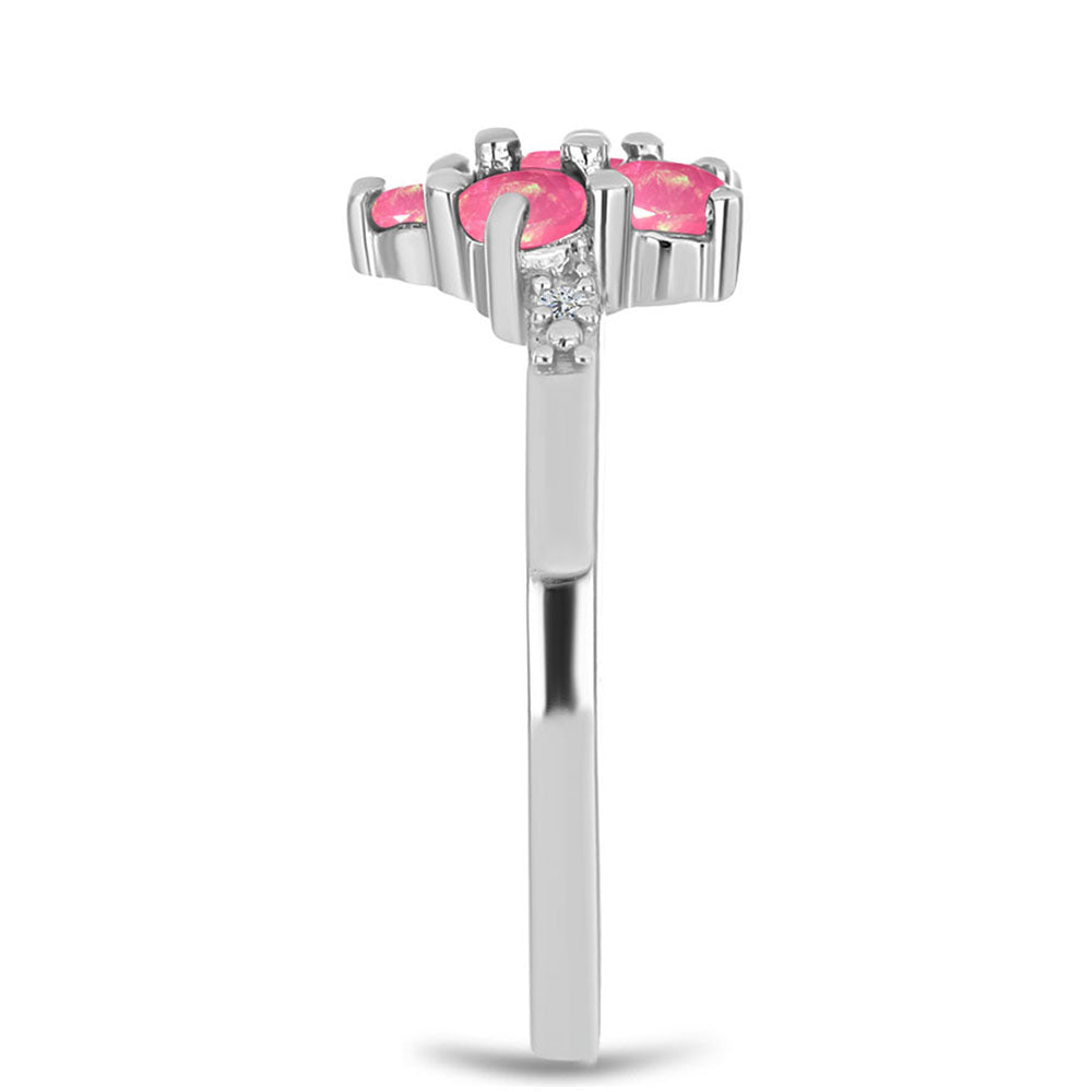 Inel din Argint 925 ( 2.14 grame ) cu Opal Lega Dembi Roz și Topaz Alb 0.47 Carate 4 