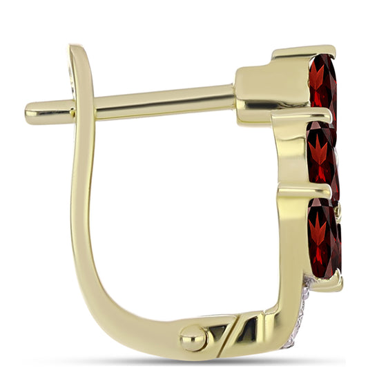 Cercei din Argint 925 Placat cu Aur ( 3.21 grame ) cu Granat Barton și Topaz Alb 1.98 Carate