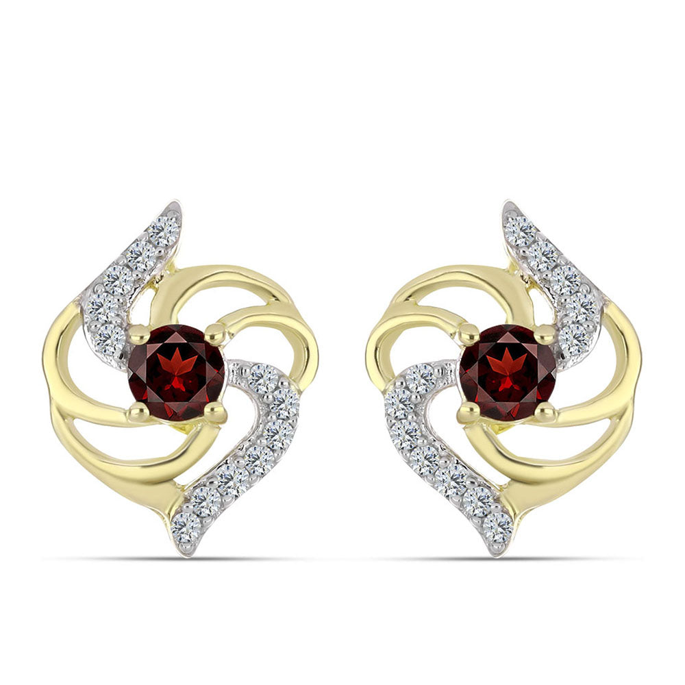 Cercei din Argint 925 Placat cu Aur ( 3.57 grame ) cu Granat Barton și Topaz Alb 0.87 Carate 1 