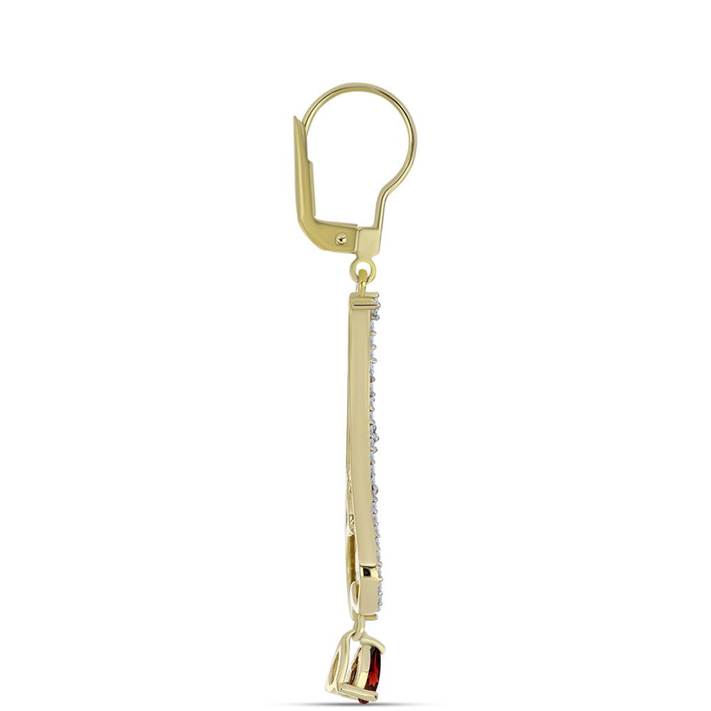 Cercei din Argint 925 Placat cu Aur ( 4.28 grame ) cu Granat Barton și Topaz Alb 1.88 Carate